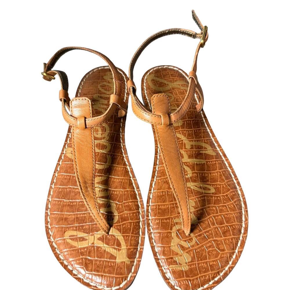 Sam Edelman Gigi Croc-Embossed Leather Thong Sandals Size 8M - Picture 1 of 8